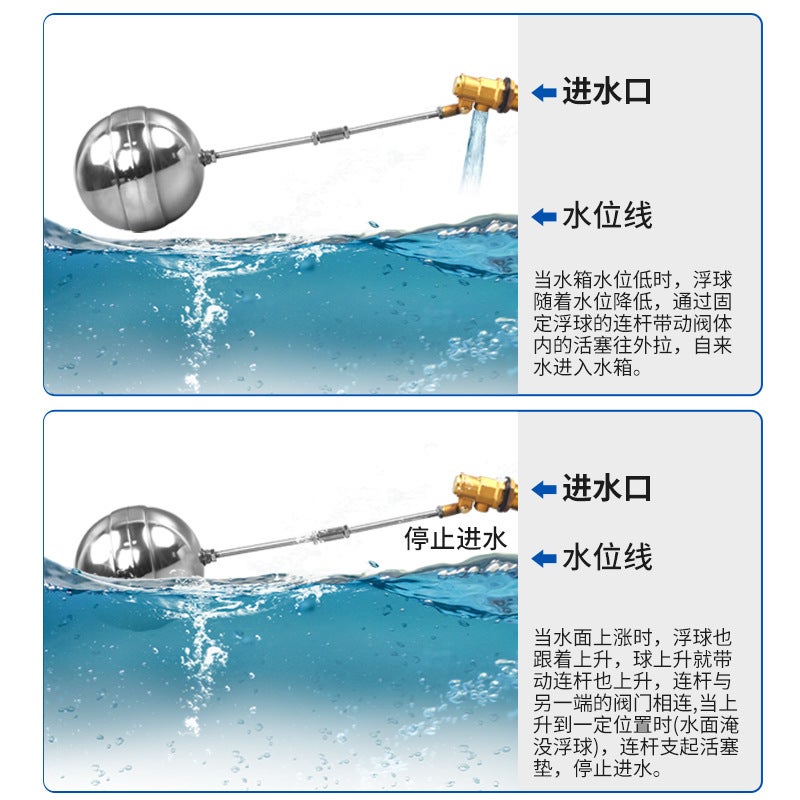 Stainless Steel Float Valve Water Tank Water Tower Inlet Valve Float Switch Water Level Control Valve Liquid Level Controller 4 Points 6 Points - Image 5
